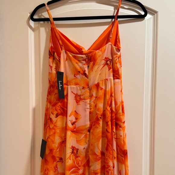 Lulu's Vibrant Orange Floral Maxi Dress - Picture 4 of 5